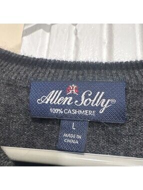 Allen Solly Men's 100% Cashmere V-Neck Pullover Sweater Gray Size L